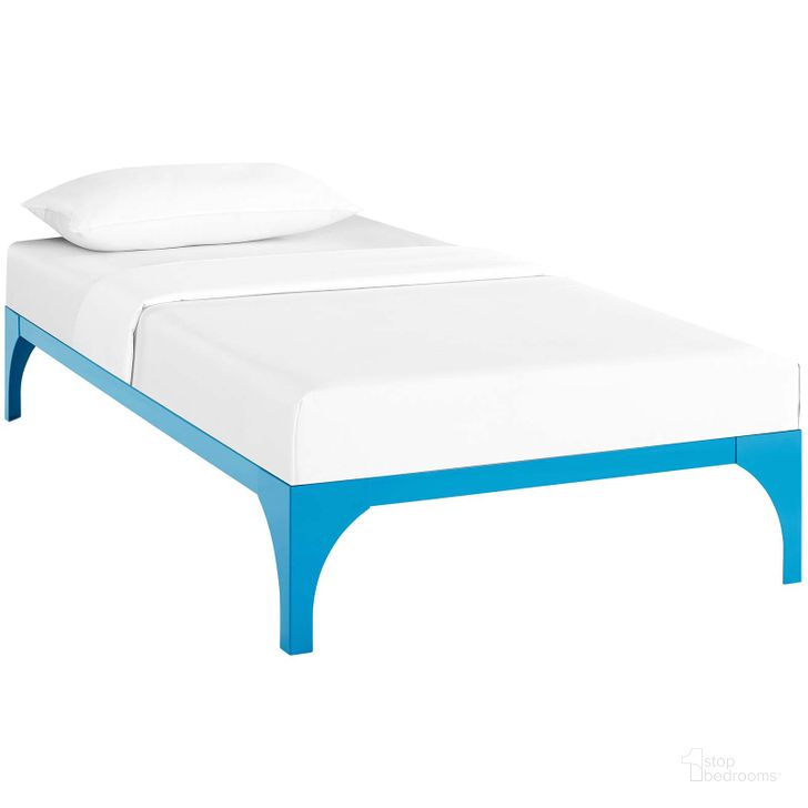 The appearance of Ollie Light Blue Twin Bed Frame designed by Modway in the modern / contemporary interior design. This light blue piece of furniture  was selected by 1StopBedrooms from Ollie Collection to add a touch of cosiness and style into your home. Sku: MOD-5430-LBU. Material: Steel. Product Type: Bed Frame. Image1