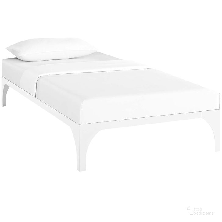 The appearance of Ollie White Twin Bed Frame designed by Modway in the modern / contemporary interior design. This white piece of furniture  was selected by 1StopBedrooms from Ollie Collection to add a touch of cosiness and style into your home. Sku: MOD-5430-WHI. Material: Steel. Product Type: Bed Frame. Image1