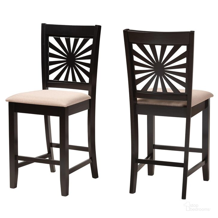 The appearance of Olympia Wood Counter Stool Set of 2 In Beige and Espresso Brown designed by Baxton Studio in the modern / contemporary interior design. This beige and brown piece of furniture  was selected by 1StopBedrooms from Olympia Collection to add a touch of cosiness and style into your home. Sku: RH386P-Sand/Dark Brown-PC-2PK. Product Type: Barstool. Material: Rubberwood. Image1