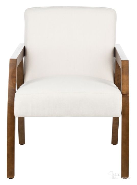The appearance of Olyvar Arm Chair in White designed by Safavieh in the modern / contemporary interior design. This white piece of furniture  was selected by 1StopBedrooms from Olyvar Collection to add a touch of cosiness and style into your home. Sku: ACH4000A. Material: Wood. Product Type: Accent Chair. Image1