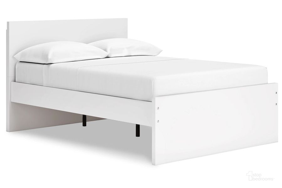 The appearance of Onita Full Panel Platform Bed In White designed by Signature Design by Ashley in the modern / contemporary interior design. This white piece of furniture  was selected by 1StopBedrooms from Onita Collection to add a touch of cosiness and style into your home. Sku: B100-12;EB9630-287;EB9630-84;EB9630-89. Bed Type: Platform Bed. Material: Wood. Product Type: Platform Bed. Bed Size: Full. Image1