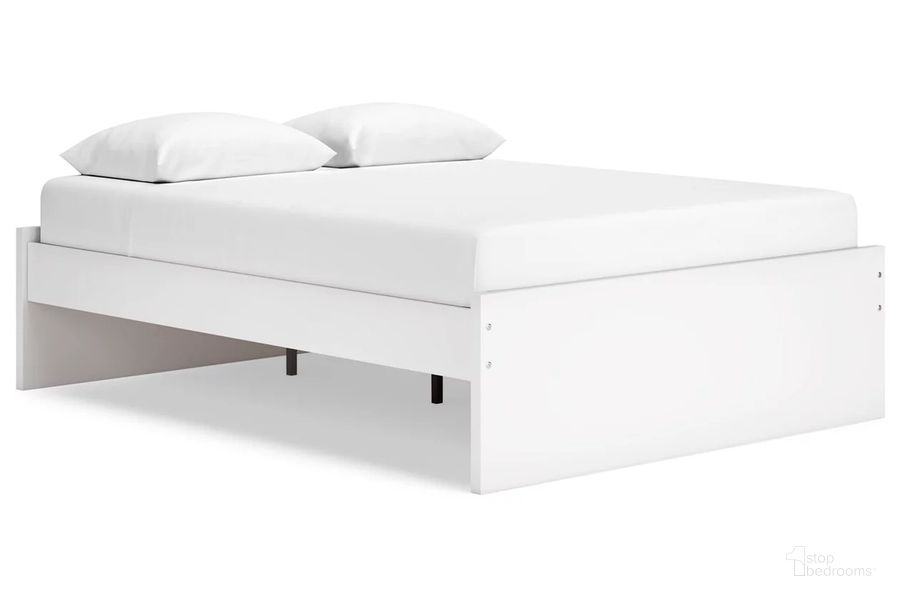 The appearance of Onita Queen Platform Bed In White designed by Signature Design by Ashley in the modern / contemporary interior design. This white piece of furniture  was selected by 1StopBedrooms from Onita Collection to add a touch of cosiness and style into your home. Sku: B100-13;EB9630-55;EB9630-95. Bed Type: Platform Bed. Material: Wood. Product Type: Platform Bed. Bed Size: Queen. Image1