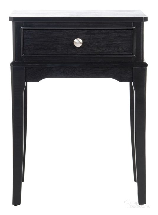 The appearance of Opal 1 Drawer Accent Table in Black designed by Safavieh in the modern / contemporary interior design. This black piece of furniture  was selected by 1StopBedrooms from Opal Collection to add a touch of cosiness and style into your home. Sku: ACC5719B. Material: Wood. Product Type: Accent Table. Image1
