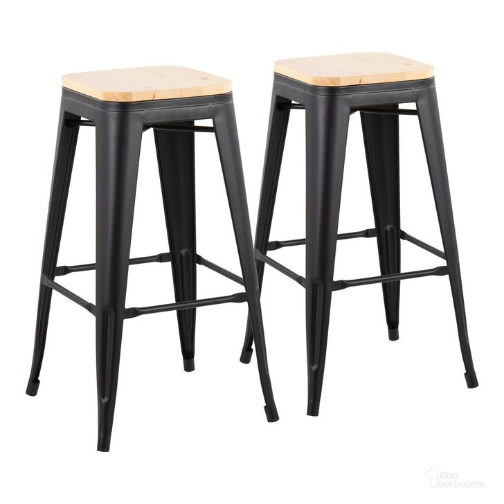 The appearance of Oregon Barstool Set of 2 In Black designed by Lumisource in the modern / contemporary interior design. This black and cream piece of furniture  was selected by 1StopBedrooms from Oregon Collection to add a touch of cosiness and style into your home. Sku: B30-OREGON BKNA2. Material: Wood. Product Type: Barstool. Image1