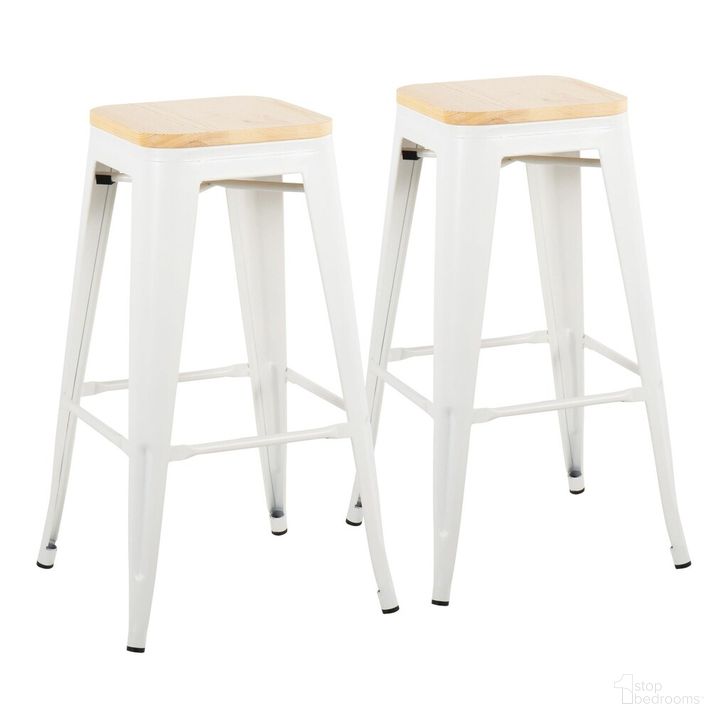 The appearance of Oregon Barstool Set of 2 In White designed by Lumisource in the modern / contemporary interior design. This cream white piece of furniture  was selected by 1StopBedrooms from Oregon Collection to add a touch of cosiness and style into your home. Sku: B30-OREGON WNA2. Material: Wood. Product Type: Barstool. Image1