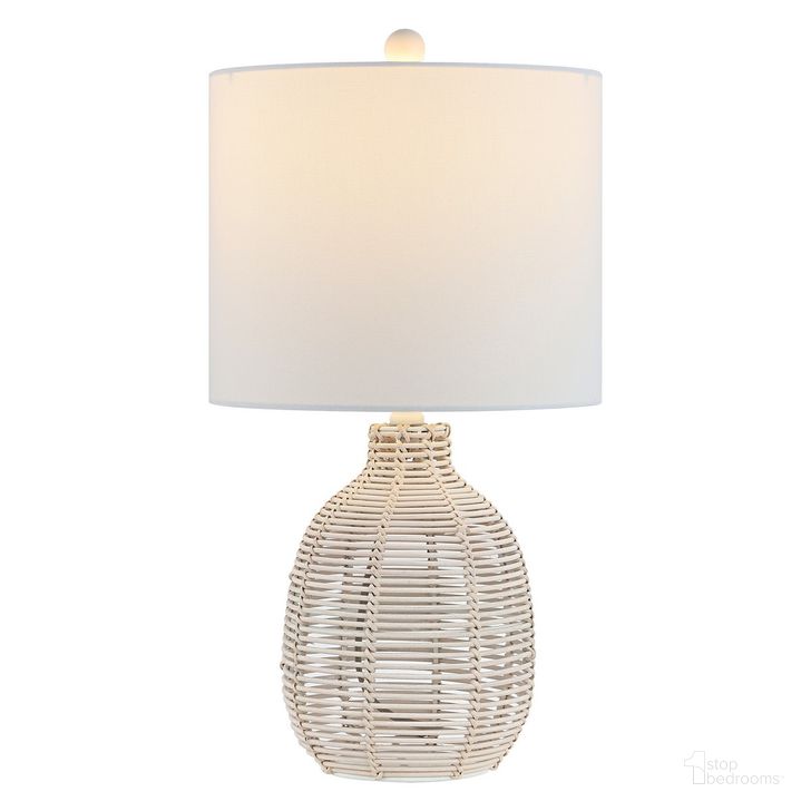 The appearance of Oroya 23 Inch White Rattan Table Lamp designed by Safavieh in the transitional interior design. This white piece of furniture  was selected by 1StopBedrooms from Oroya Collection to add a touch of cosiness and style into your home. Sku: TBL4473C. Material: Rattan. Product Type: Table Lamp. Image1