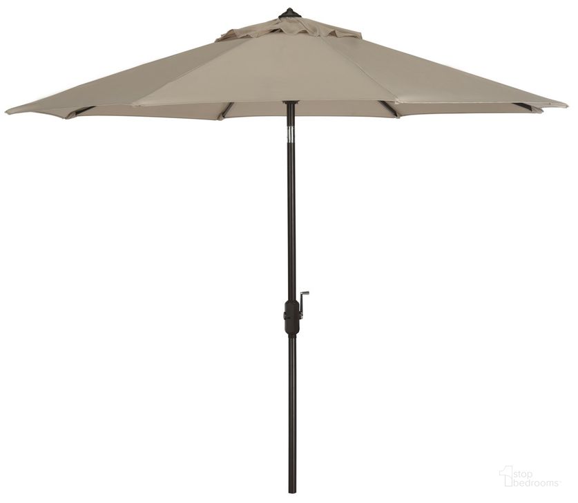 The appearance of Ortega Beige 9 Auto Tilt Crank UV Resistant Umbrella designed by Safavieh in the modern / contemporary interior design. This beige piece of furniture  was selected by 1StopBedrooms from Ortega Collection to add a touch of cosiness and style into your home. Sku: PAT8001A. Material: Aluminum. Product Type: Umbrella. Image1
