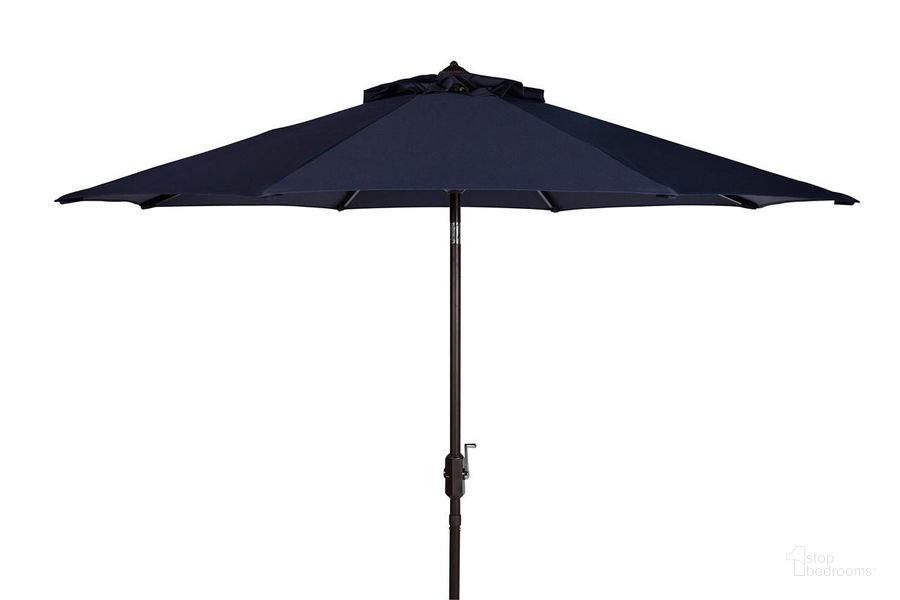 The appearance of Ortega Navy UV-Resistant 9 Auto Tilt Crank Umbrella designed by Safavieh in the modern / contemporary interior design. This navy piece of furniture  was selected by 1StopBedrooms from Ortega Collection to add a touch of cosiness and style into your home. Sku: PAT8001C. Material: Aluminum. Product Type: Umbrella. Image1