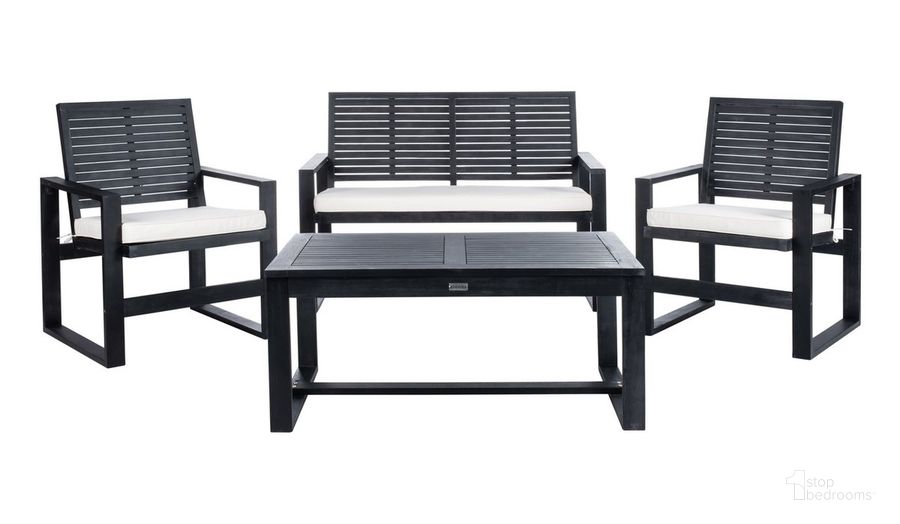 The appearance of Ozark Black Wash 5-Piece Outdoor Living Set designed by Safavieh in the transitional interior design. This black piece of furniture  was selected by 1StopBedrooms from Ozark Collection to add a touch of cosiness and style into your home. Sku: FOX6007E. Material: Steel. Product Type: Outdoor Conversation Set. Image1