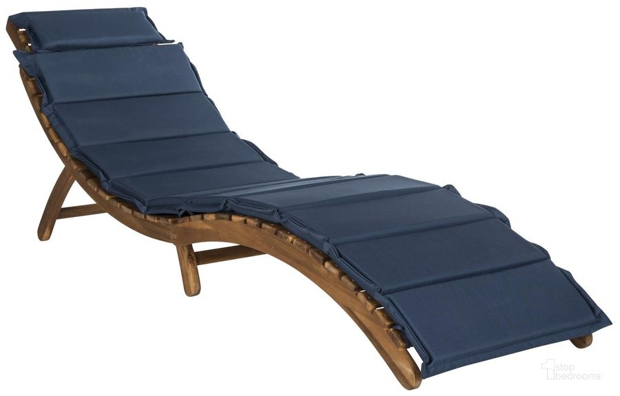 The appearance of Pacifica Teak Brown and Navy 3-Piece Lounge Set designed by Safavieh in the modern / contemporary interior design. This navy piece of furniture  was selected by 1StopBedrooms from Pacifica Collection to add a touch of cosiness and style into your home. Sku: PAT7020C. Material: Steel. Product Type: Outdoor Chaise Lounge. Image1