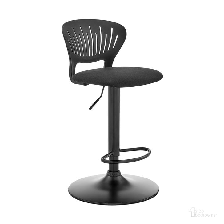 The appearance of Padua Adjustable Black Upholstery Swivel Stool designed by Armen Living in the modern / contemporary interior design. This black piece of furniture  was selected by 1StopBedrooms from Padua Collection to add a touch of cosiness and style into your home. Sku: LCPDBABLBL. Product Type: Barstool. Material: Plywood. Image1