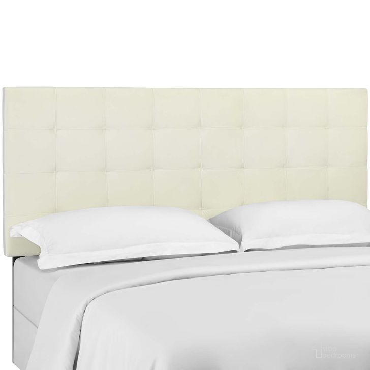 The appearance of Paisley Ivory Tufted Full / Queen Upholstered Performance Velvet Headboard designed by Modway in the modern / contemporary interior design. This ivory piece of furniture  was selected by 1StopBedrooms from Paisley Collection to add a touch of cosiness and style into your home. Sku: MOD-5853-IVO. Material: Fabric. Product Type: Headboard. Image1
