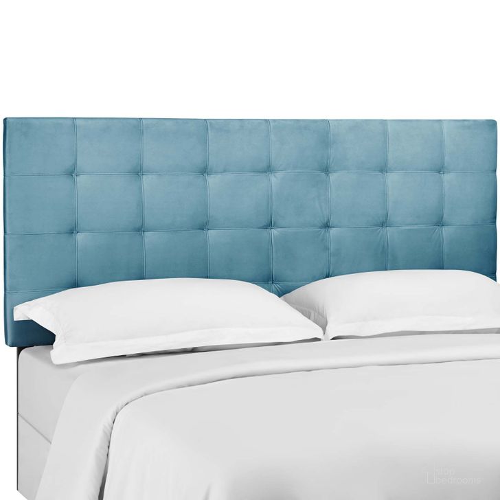 The appearance of Paisley Sea Blue Tufted Full / Queen Upholstered Performance Velvet Headboard designed by Modway in the modern / contemporary interior design. This sea blue piece of furniture  was selected by 1StopBedrooms from Paisley Collection to add a touch of cosiness and style into your home. Sku: MOD-5853-SEA. Material: Fabric. Product Type: Headboard. Image1