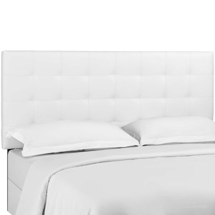 The appearance of Paisley White Tufted Full / Queen Upholstered Faux Leather Headboard designed by Modway in the modern / contemporary interior design. This white piece of furniture  was selected by 1StopBedrooms from Paisley Collection to add a touch of cosiness and style into your home. Sku: MOD-5854-WHI. Material: Fabric. Product Type: Headboard. Image1