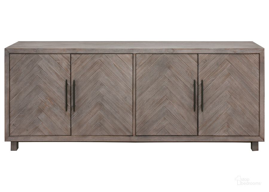 The appearance of Palisades 80 Inch Four Door TV Console In Gray designed by Martin Furniture in the country / farmhouse interior design. This gray piece of furniture  was selected by 1StopBedrooms from Palisades Collection to add a touch of cosiness and style into your home. Sku: IMPA380. Material: Wood. Product Type: TV Console. Image1
