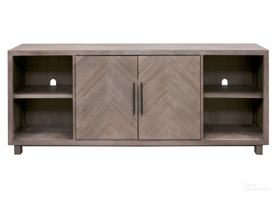 The appearance of Palisades 80 Inch Two Door TV Console In Gray designed by Martin Furniture in the country / farmhouse interior design. This gray piece of furniture  was selected by 1StopBedrooms from Palisades Collection to add a touch of cosiness and style into your home. Sku: IMPA381. Material: Wood. Product Type: TV Console. Image1