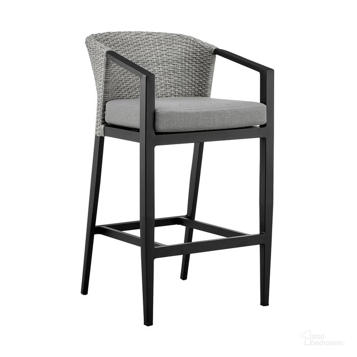 The appearance of Palma Outdoor Patio Bar Stool In Dark Gray designed by Armen Living in the modern / contemporary interior design. This dark gray piece of furniture  was selected by 1StopBedrooms from Palma Collection to add a touch of cosiness and style into your home. Sku: LCPFBAGR30. Material: Aluminum. Product Type: Outdoor Bar Furniture. Image1