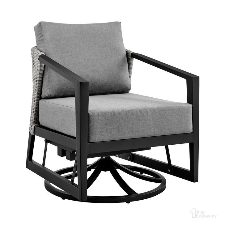 The appearance of Palma Outdoor Patio Swivel Lounge Chair In Dark Gray designed by Armen Living in the modern / contemporary interior design. This dark gray piece of furniture  was selected by 1StopBedrooms from Palma Collection to add a touch of cosiness and style into your home. Sku: LCPFSWCHGR. Material: Aluminum. Product Type: Outdoor Lounge Chair. Image1
