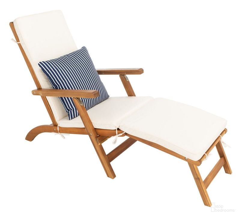 The appearance of Palmdale Lounge Chair in Beige PAT7015E designed by Safavieh in the modern / contemporary interior design. This beige piece of furniture  was selected by 1StopBedrooms from Palmdale Collection to add a touch of cosiness and style into your home. Sku: PAT7015E. Material: Wood. Product Type: Outdoor Lounge Chair. Image1