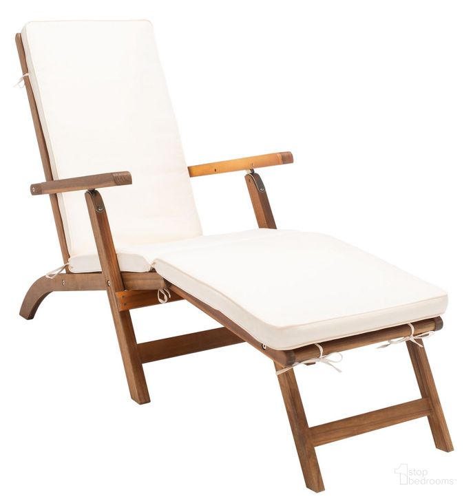The appearance of Palmdale Lounge Chair in Natural and Beige designed by Safavieh in the modern / contemporary interior design. This natural and beige piece of furniture  was selected by 1StopBedrooms from Palmdale Collection to add a touch of cosiness and style into your home. Sku: PAT7015C. Material: Wood. Product Type: Outdoor Lounge Chair. Image1