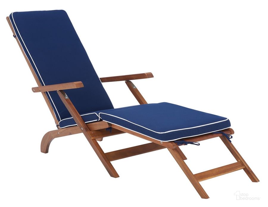 The appearance of Palmdale Teak Brown and Navy Lounge Chair designed by Safavieh in the modern / contemporary interior design. This navy piece of furniture  was selected by 1StopBedrooms from Palmdale Collection to add a touch of cosiness and style into your home. Sku: PAT7015A. Material: Steel. Product Type: Lounger. Image1