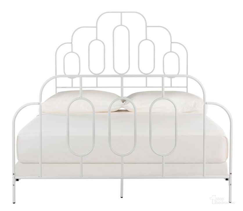 The appearance of Paloma White Metal Queen Retro Bed designed by Safavieh in the modern / contemporary interior design. This white piece of furniture  was selected by 1StopBedrooms from Paloma Collection to add a touch of cosiness and style into your home. Sku: BED6201B-Q. Material: Metal. Bed Size: Queen. Product Type: Slat / Spindle Bed. Bed Type: Slat / Spindle Bed. Image1