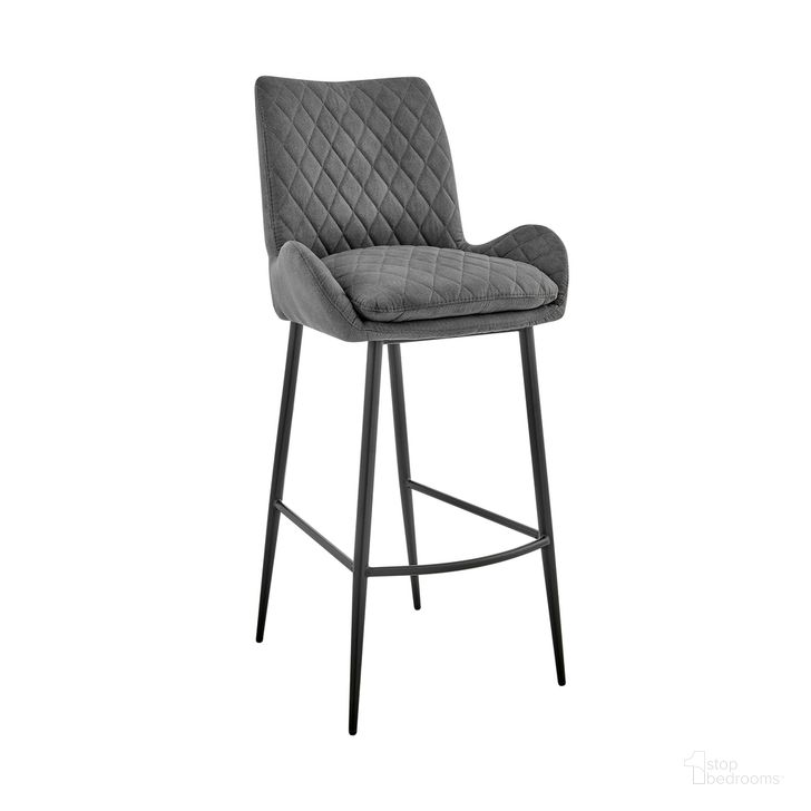 The appearance of Panama 26 Inch Counter Height Bar Stool In Charcoal Fabric and Black Finish designed by Armen Living in the modern / contemporary interior design. This charcoal piece of furniture  was selected by 1StopBedrooms from Panama Collection to add a touch of cosiness and style into your home. Sku: LCPMBACH26. Material: Fabric. Product Type: Barstool. Image1