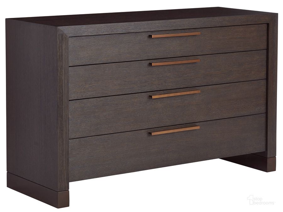 The appearance of Park City Bridgewater Single Dresser designed by Barclay Butera in the transitional interior design. This mocha piece of furniture  was selected by 1StopBedrooms from Park City Collection to add a touch of cosiness and style into your home. Sku: 01-0930-221. Product Type: Dresser. Image1