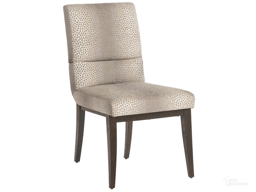 The appearance of Park City Glenwild Upholstered Side Chair designed by Barclay Butera in the transitional interior design. This mocha piece of furniture  was selected by 1StopBedrooms from Park City Collection to add a touch of cosiness and style into your home. Sku: 01-0930-882-40. Product Type: Side Chair. Image1
