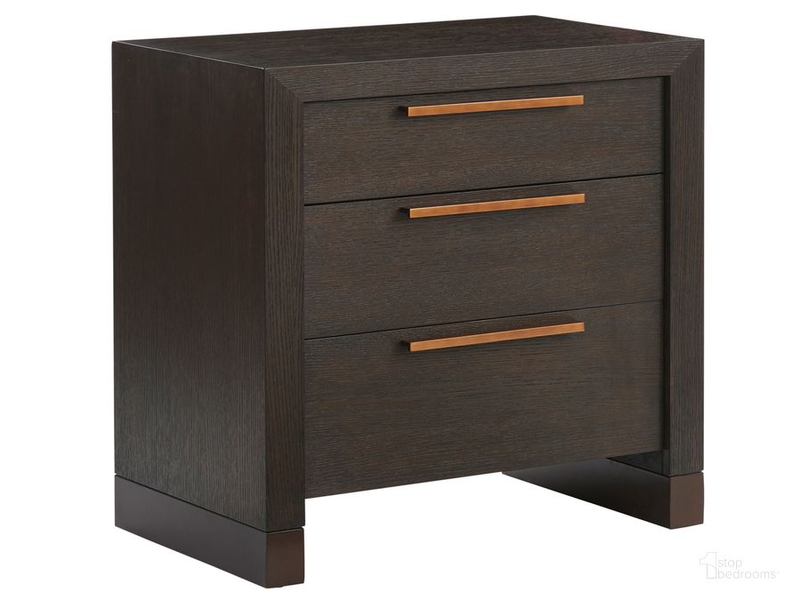 The appearance of Park City Jordanelle Nightstand designed by Barclay Butera in the transitional interior design. This mocha piece of furniture  was selected by 1StopBedrooms from Park City Collection to add a touch of cosiness and style into your home. Sku: 01-0930-621. Product Type: Nightstand. Image1