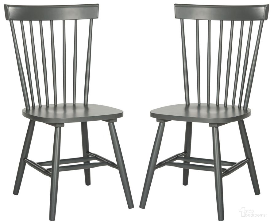 The appearance of Parker Charcoal Grey 17 Inch Spindle Dining Chair Set of 2 designed by Safavieh in the traditional interior design. This charcoal grey piece of furniture  was selected by 1StopBedrooms from Jorja Collection to add a touch of cosiness and style into your home. Sku: AMH8500G-SET2. Material: Wood. Product Type: Dining Chair. Image1