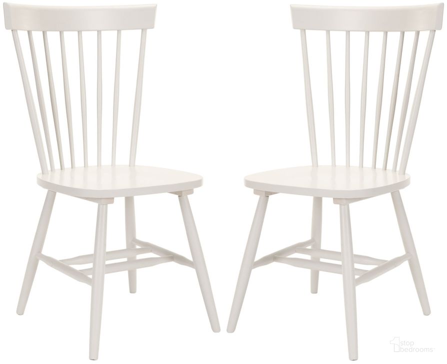 The appearance of Parker Off White 17 Inch Spindle Dining Chair Set of 2 designed by Safavieh in the transitional interior design. This off white piece of furniture  was selected by 1StopBedrooms from Jorja Collection to add a touch of cosiness and style into your home. Sku: AMH8500E-SET2. Material: Wood. Product Type: Dining Chair. Image1