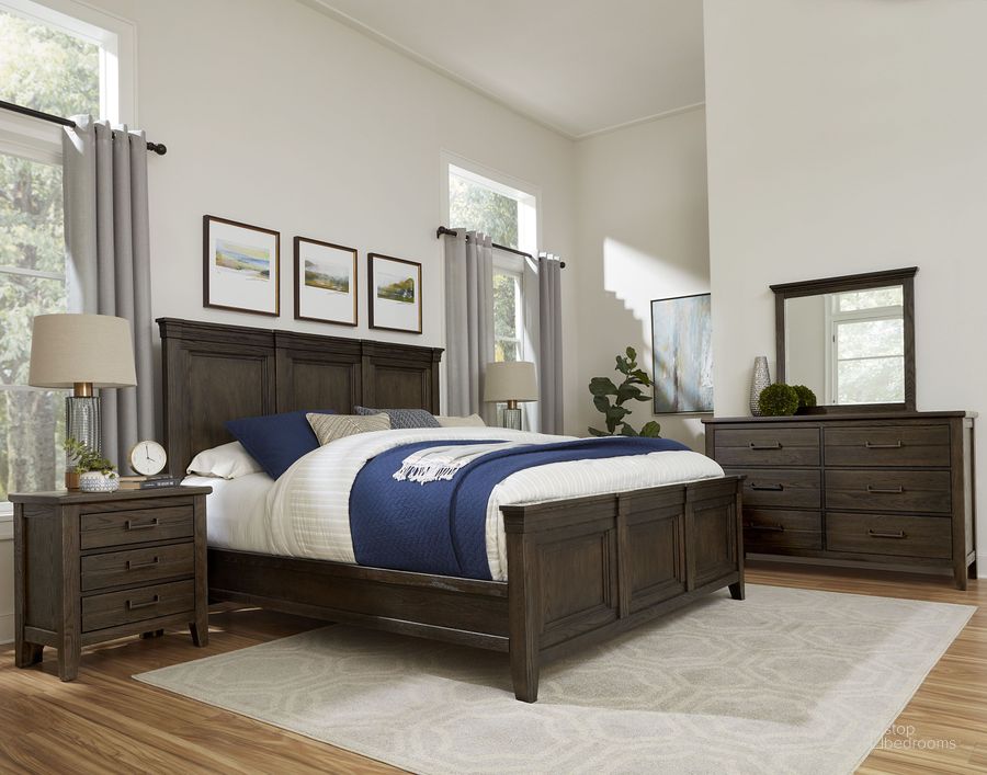 The appearance of Passageways Charleston Brown Mansion Panel Bedroom Set With Mansion Footboard designed by Artisan & Post in the transitional interior design. This brown piece of furniture  was selected by 1StopBedrooms from Passageways Collection to add a touch of cosiness and style into your home. Sku: 140-559;140-955;140-822;140-227. Material: Wood. Product Type: Bedroom Set. Bed Size: Queen. Image1