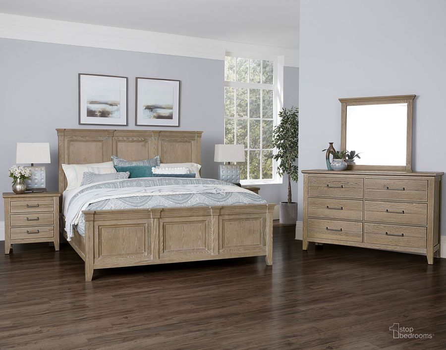 The appearance of Passageways Deep Sand Mansion Panel Bedroom Set With Mansion Footboard designed by Artisan & Post in the transitional interior design. This beige piece of furniture  was selected by 1StopBedrooms from Passageways Collection to add a touch of cosiness and style into your home. Sku: 141-559;141-955;141-822;141-227. Material: Wood. Product Type: Bedroom Set. Bed Size: Queen. Image1