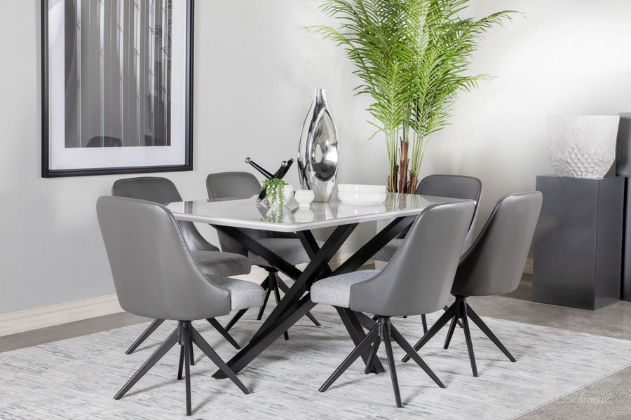 The appearance of Paulita White and Grey Dining Room Set designed by Coaster in the modern / contemporary interior design. This black and white piece of furniture  was selected by 1StopBedrooms from Paulita Collection to add a touch of cosiness and style into your home. Sku: 110711B1;110711B2;110712B1;110712B2. Material: Metal. Product Type: Dining Room Set. Image1