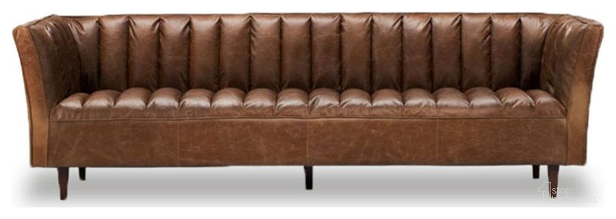 The appearance of Pax Leather Sofa In Brown designed by Primitive Collections in the modern / contemporary interior design. This brown piece of furniture  was selected by 1StopBedrooms from  to add a touch of cosiness and style into your home. Sku: PCS28804SOFA10. Material: Wood. Product Type: Leather Sofa.