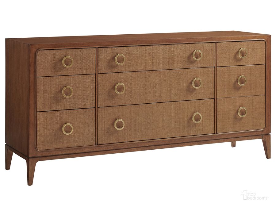 The appearance of Paxton Triple Dresser designed by Tommy Bahama in the modern / contemporary interior design. This copper piece of furniture  was selected by 1StopBedrooms from Palm Desert Collection to add a touch of cosiness and style into your home. Sku: 01-0575-233. Product Type: Dresser. Image1