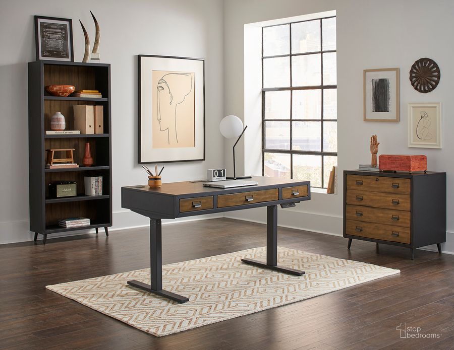 The appearance of Payton Standing Home Office Set In Black designed by Martin Furniture in the transitional interior design. This black piece of furniture  was selected by 1StopBedrooms from Payton Collection to add a touch of cosiness and style into your home. Sku: IMPY384T-KIT;IMPY450. Material: Wood. Product Type: Home Office Set. Image1