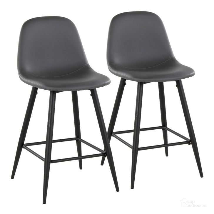 The appearance of Pebble 24 Inch Fixed Height Counter Stool Set of 2 In Black and Gray designed by Lumisource in the modern / contemporary interior design. This black and gray piece of furniture  was selected by 1StopBedrooms from Pebble Collection to add a touch of cosiness and style into your home. Sku: B24-PEBPU-X1 BKGY2. Material: Leather. Product Type: Barstool. Image1