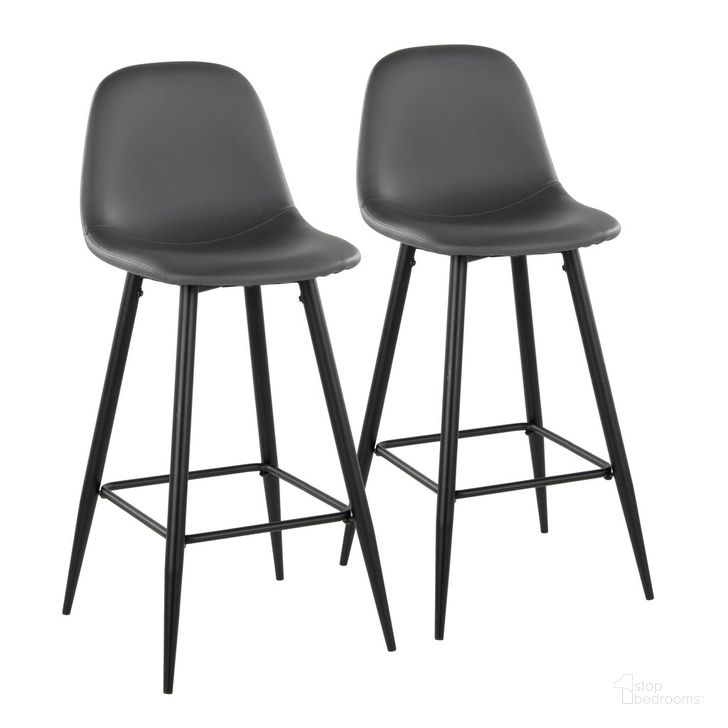 The appearance of Pebble 30 Inch Fixed Height Barstool Set of 2 In Black and Gray designed by Lumisource in the modern / contemporary interior design. This black and gray piece of furniture  was selected by 1StopBedrooms from Pebble Collection to add a touch of cosiness and style into your home. Sku: B30-PEBPU-X1 BKGY2. Material: Leather. Product Type: Barstool. Image1