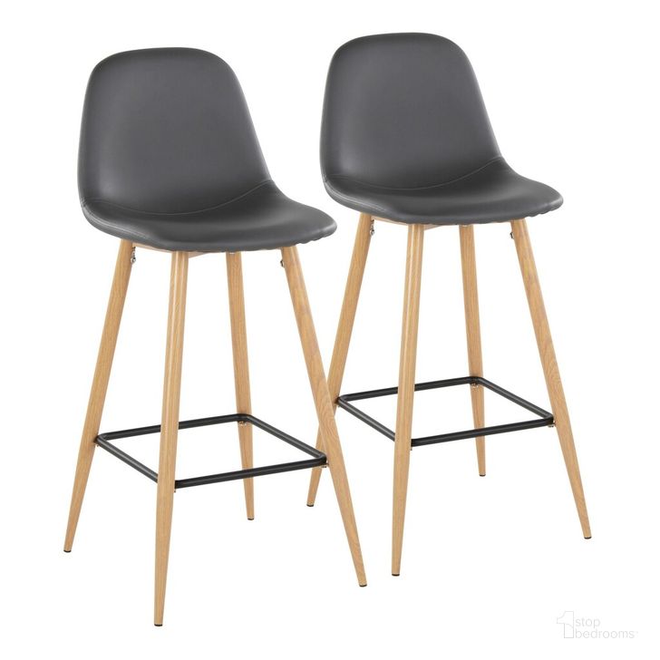 The appearance of Pebble 30 Inch Fixed Height Barstool Set of 2 In Grey and Natural designed by Lumisource in the modern / contemporary interior design. This grey and natural piece of furniture  was selected by 1StopBedrooms from Pebble Collection to add a touch of cosiness and style into your home. Sku: B30-PEBPU-X1 NAGY2. Material: Leather. Product Type: Barstool. Image1