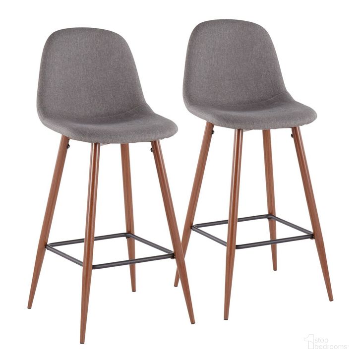 The appearance of Pebble Barstool Set of 2 In Walnut Charcoal designed by Lumisource in the transitional interior design. This walnut charcoal piece of furniture  was selected by 1StopBedrooms from Pebble Collection to add a touch of cosiness and style into your home. Sku: B30-PEB WLCHAR2. Material: Metal. Product Type: Barstool. Image1