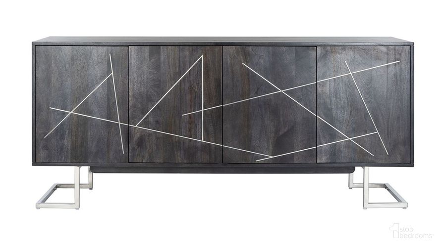 The appearance of Penn Geometric 4 Door Sideboard In Black And Silver designed by Safavieh Couture in the modern / contemporary interior design. This silver piece of furniture  was selected by 1StopBedrooms from Penn Collection to add a touch of cosiness and style into your home. Sku: SFV5535A. Material: Wood. Product Type: Buffets, Sideboards and Server. Image1