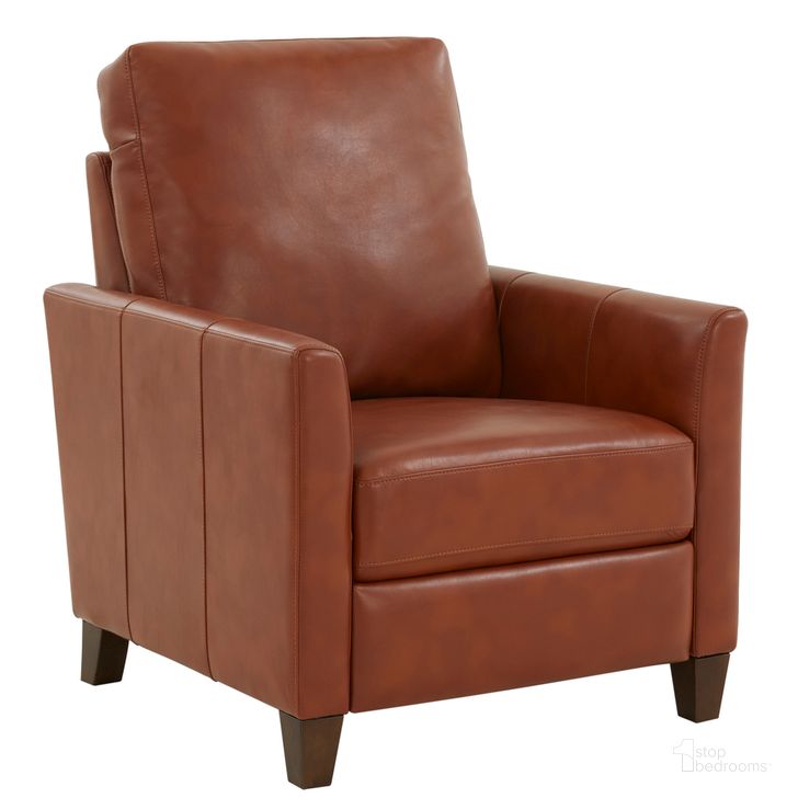 The appearance of Penny Faux Leather Modern Recliner In Caramel designed by Comfort Pointe in the modern / contemporary interior design. This caramel piece of furniture  was selected by 1StopBedrooms from Penny Collection to add a touch of cosiness and style into your home. Sku: 8076-57. Product Type: Recliner. Material: Plywood. Image1