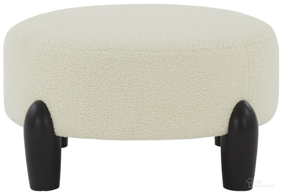 The appearance of Perez Scandinavian Round Ottoman In Ivory And Black designed by Safavieh Couture in the modern / contemporary interior design. This ivory and black piece of furniture  was selected by 1StopBedrooms from Perez Collection to add a touch of cosiness and style into your home. Sku: SFV5036C. Material: Wood. Product Type: Ottoman. Image1