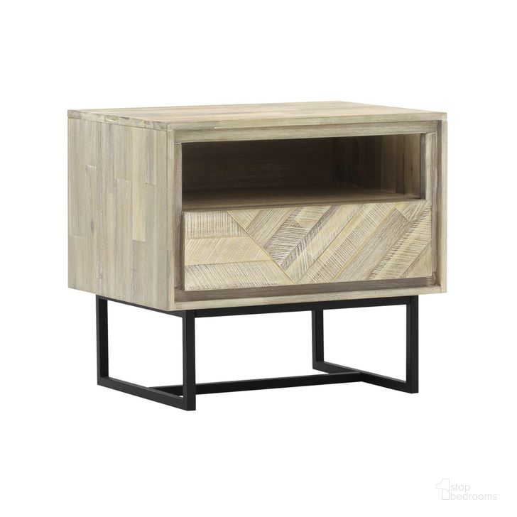 The appearance of Peridot 1 Drawer Nightstand In Natural Acacia Wood designed by Armen Living in the modern / contemporary interior design. This natural piece of furniture  was selected by 1StopBedrooms from Peridot Collection to add a touch of cosiness and style into your home. Sku: LCPELANAT. Material: Wood. Product Type: Nightstand. Image1