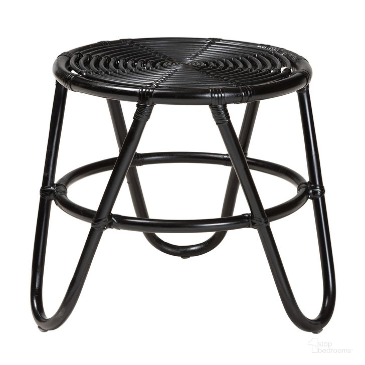 The appearance of Pertessa Rattan End Table In Black designed by Baxton Studio in the bohemian interior design. This black piece of furniture  was selected by 1StopBedrooms from Pertessa Collection to add a touch of cosiness and style into your home. Sku: Harper-Black/Rattan-ET. Material: Natural Rattan. Product Type: End Table. Image1