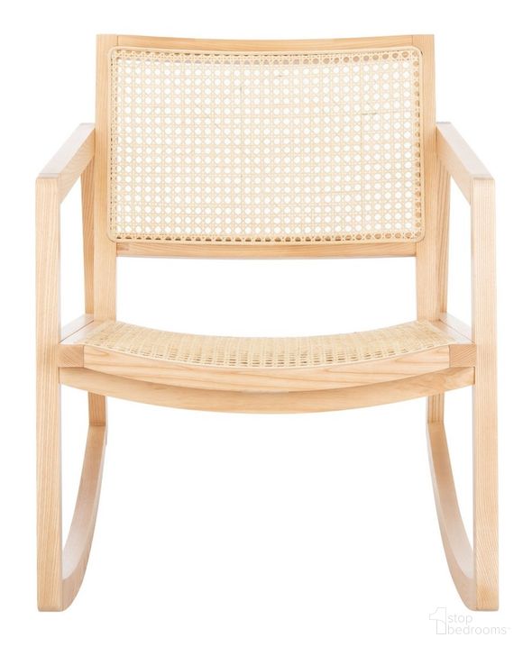 The appearance of Perth Rattan Rocking Chair In Natural designed by Safavieh Couture in the modern / contemporary interior design. This natural piece of furniture  was selected by 1StopBedrooms from Perth Collection to add a touch of cosiness and style into your home. Sku: SFV4103B. Material: Wood. Product Type: Recliners and Rocker. Image1