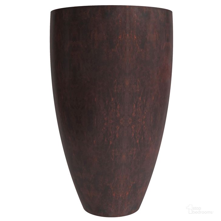 The appearance of Petal 51 Inch High Poly Stone Vase Planter In Brown designed by LeisureMod in the modern / contemporary interior design. This brown piece of furniture  was selected by 1StopBedrooms from Petal Collection to add a touch of cosiness and style into your home. Sku: PP51BR. Material: Stone. Product Type: Planter. Image1