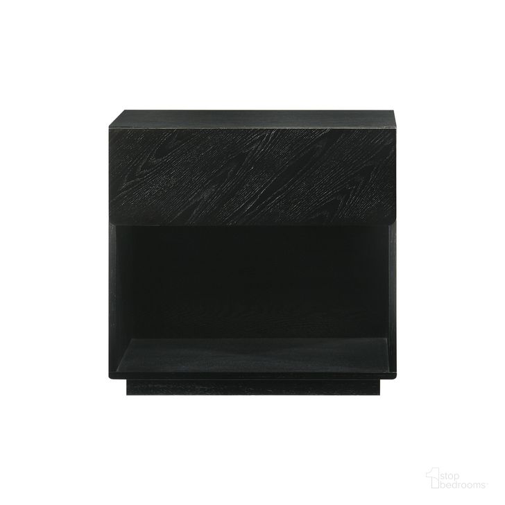 The appearance of Petra 1 Drawer Wood Nightstand In Black designed by Armen Living in the transitional interior design. This black piece of furniture  was selected by 1StopBedrooms from Petra Collection to add a touch of cosiness and style into your home. Sku: LCPTLABLK. Material: Wood. Product Type: Nightstand. Image1